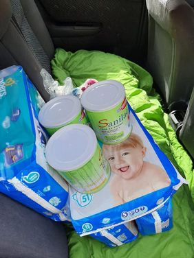 Gespendete Hygieneartikel für Kinder